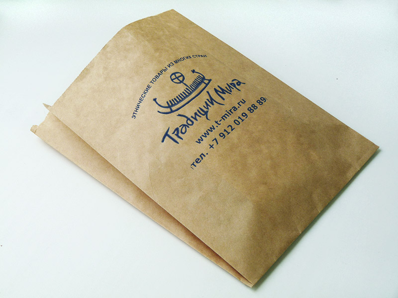 Крафт пакет с логотипом компании Традиции мира Ижевск